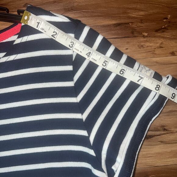 Nautical Navy White Striped Short Sleeve Crew Neck Joules Midi Dress Size 10 - Picture 7 of 10